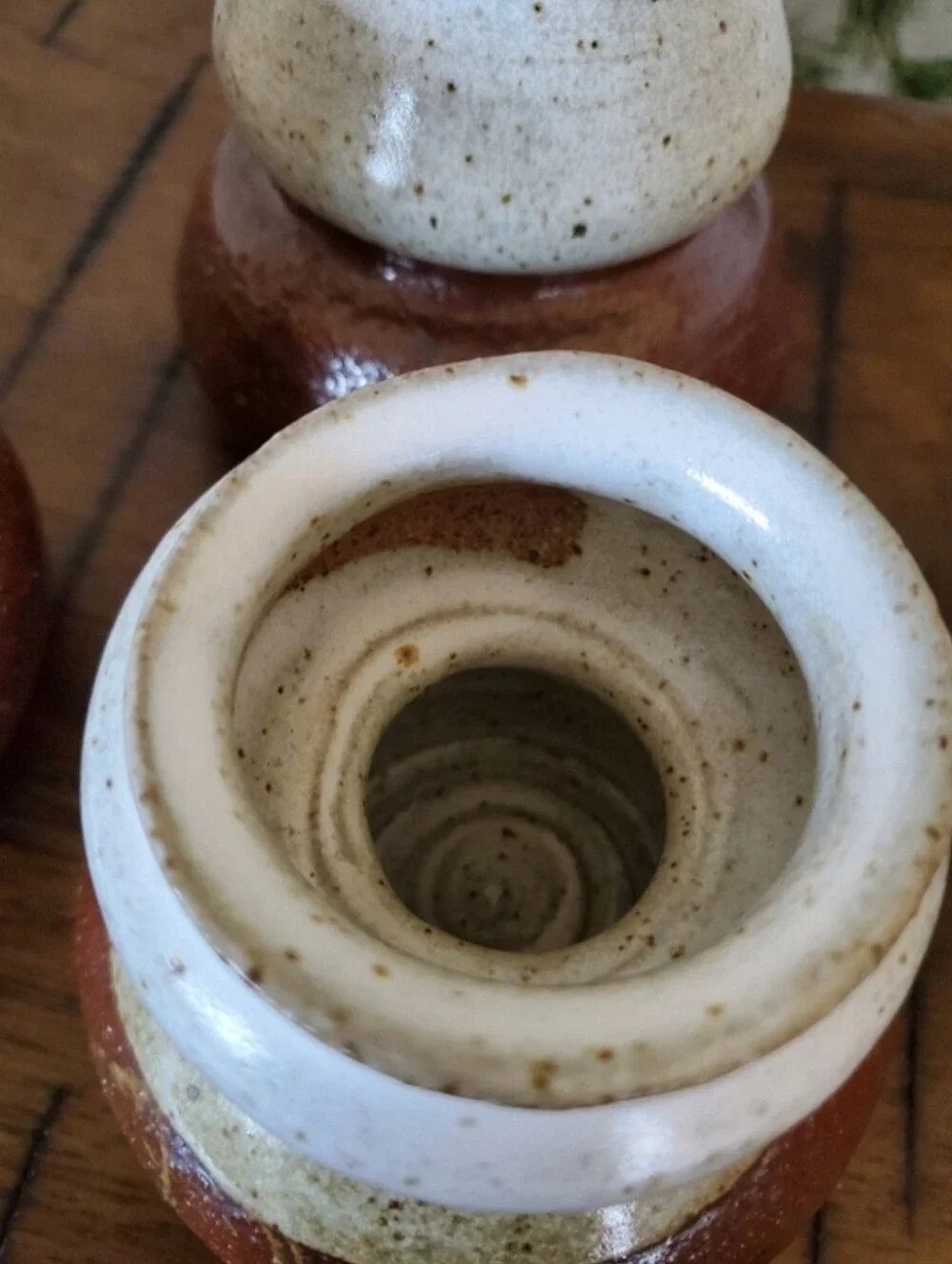 MCM Hand Thrown Pottery Set 3 Mini Vases Rustic Ceramic Candle Holders Jars